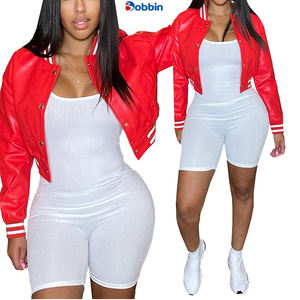 Veste de baseball d'hiver pour femme BOBBIN INDUSTRIES, en cuir et toile, écologique, réversible, matelassée, manches longues, personnalisable - Product Image 2