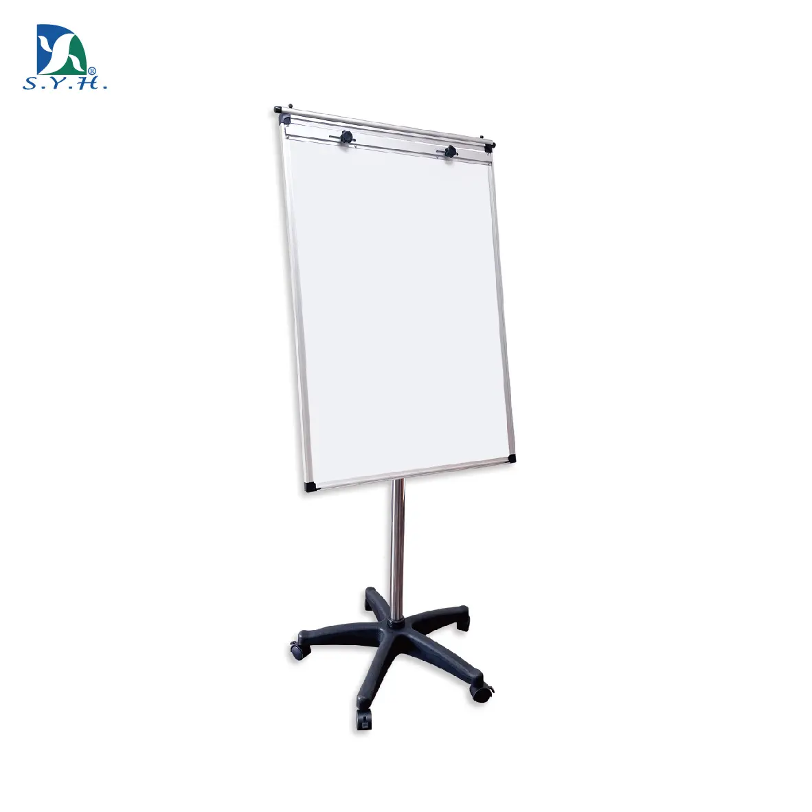 Movable flip chart stand with magnetic whiteboard for office