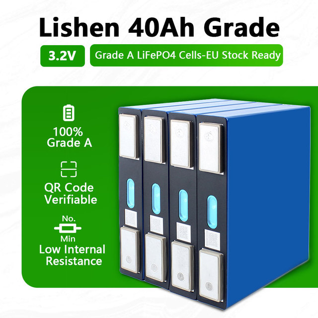 Long Lifespan Lishen 40Ah LiFePO4 Cell 3000+ Cycles Energy Storage Battery Grade A EU Warehouse DDP Shipping Fast