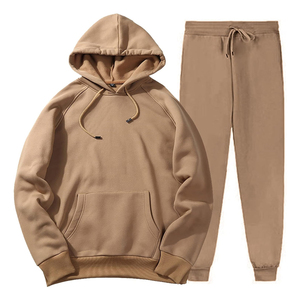 Custom logo 100% Cotton Heavyweight 2 Pieces Cotton Hoodie and Sweatpants <b>Sets</b> Blank Streetwear Customized Hoodie Tracksuit <b>Set</b> - Product Image 5