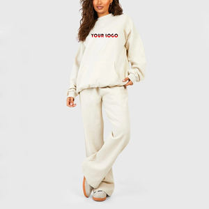 2025 New Arrived Custom Puff Printed Logo Tracksuit for Women 100% Cotton BreathableOversize Hoodie & Baggy Jogger <b>Set</b> - Product Image 1