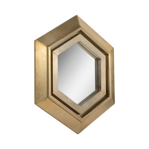 Espejo de pared con forma hexagonal de Metal Chapado en bronce antiguo 2025 más vendido hecho a mano para sala de estar decorativo a granel - Product Image 4