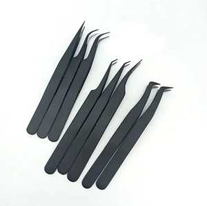 Pince à cils professionnelle en acier inoxydable à volume de bébé Teddy noir personnalisable Texture de pointe lisse Comprend des extensions sans fibres - Product Image 3