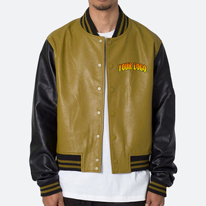 เสื้อแจ็คเก็ต Letterman Varsity แบบสั่งทำพิเศษ ตัวเสื้อทำจากผ้าขนสัตว์ แขนเสื้อทำจากวัสดุแท้ เหมาะสำหรับใส่ในฤดูหนาว ดูดีมีสไตล์ เสื้อแจ็คเก็ตผู้ชาย - Product Image 4