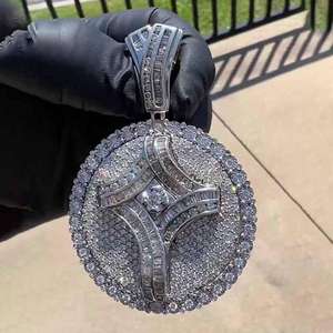 Joyería de Hip Hop de Plata de Ley 925 personalizada de gama alta, colgante de moissanita Baguette helado brillante directo de la India - Product Image 2