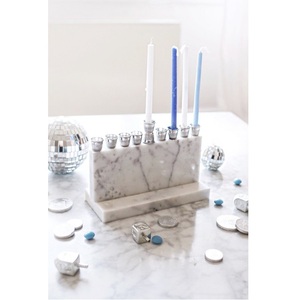 Lot de 3 bougeoirs Menorah de décoration de Noël en marbre antique de grande vente pour la décoration de la maison - Product Image 5
