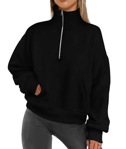 Sudadera de Cuello Alto para Mujer, Personalizable, de Alta Calidad, con Cierre, Tejida, 100% Algodón Ecológico, con Logotipo Frontal, Cálida para Invierno - Product Image 6