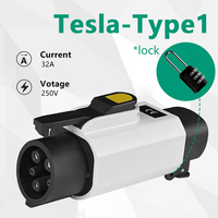 Nouvel adaptateur de chargeur EV Qiaoyi 7KW Tesla Type1 USA, convertisseur de prise AC 240V 32A J1772 pour la recharge des véhicules électriques
