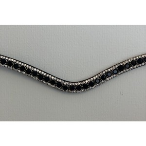 Bande de sourcil de cheval en cuir de cristal clair noir clair, bande de sourcil de cheval, produit équestre, couleur tendre, bande de sourcil de cheval en cristal - Product Image 5