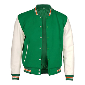 Chaqueta Varsity Verde para Hombre con Mangas Blancas y Ribete Naranja, Corte Regular, Estilo Casual para Otoño - Product Image 5