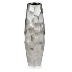 Aluminium Metal Flower Vase Fluted Aluminum Flower Vases Fluted round vase in Mirror Polish Table Flower Vessels Pots - Product Image 1
