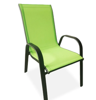 Extérieur Pas Cher Moderne Métal Acier Fer Sling Textilener Teslin Empilable Bras Terrasse Bistro Patio Chaises Jardin