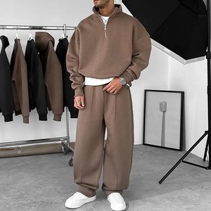 Custom Deign Flared <b>Sweatpants</b> and Hoodies <b>Set</b> 400GSM Thick Polyester Cotton Sweat suit Oversized Tracksuit - Product Image 2