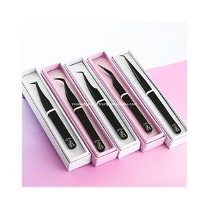 แหนบต่อขนตาคุณภาพสูง ปลายไฟเบอร์สีดำ รูปตัว L 45 90 องศา แหนบต่อขนตาแบบวอลุ่ม  ด้ามจับสแตนเลสกันลื่น - Product Image 5