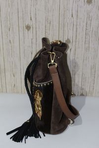 กระเป๋าสะพายไหล่หนังแท้ปักลายนกยูงธรรมชาติทำด้วยมือพร้อมสายดึงซิปสำหรับกระเป๋าเดินทางสำหรับผู้หญิง - Product Image 5