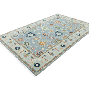 Tapis en laine à carreaux, fait main, de haute qualité, résistant aux taches, antidérapant, lavable, moderne, bleu, poil moyen, chambre à coucher, salon, maison - Product Image 1