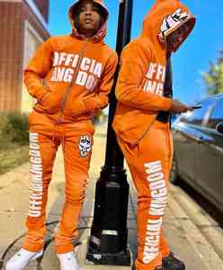 Ensemble de survêtement pour homme en deux pièces, sweat-shirt vintage et pantalon de survêtement évasé, impression DTG, délavage à l'acide délavé au soleil - Product Image 2