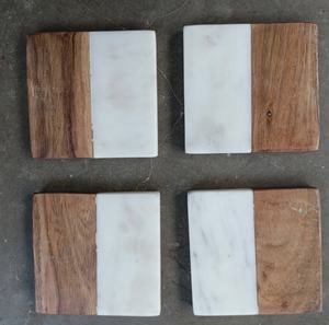 Sous-verres en résine de bois de forme carrée les plus populaires Sous-verres en bois de style classique Vaisselle de table Sous-verres créatifs en résine de bois - Product Image 6