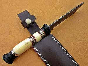 Nuevo cuchillo de hoja de acero de Damasco hecho a mano con hermoso MANGO y bolsa de transporte de cuero - Product Image 4