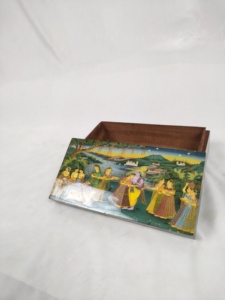 Caja de Joyería Decorativa de Lujo Hecha a Mano en India, con Incrustaciones de MDF, Pulida, Rectangular, Cuadrada, con Diseño Floral Budista - Product Image 2