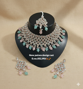 Rose Gold Plated Ethnic Cubic Zircon Crystal Dangle Drop Choker Wedding Party Necklace and Earring Set for Women - Product Image 5