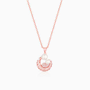Pendentif câlin nacré en or rose avec chaîne à maillons Charms de perles élégantes - Product Image 5