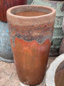 Pot de fleur en céramique d'argile vintage fait à la main jardinière de jardin en terre cuite émaillée avec motif floral pour les pots décoratifs pour la maison Vietnam - Product Image 5