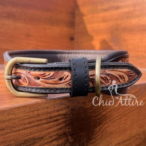Collar de perro de cuero con herramientas manuales florales para mascotas, accesorio ajustable acolchado de cuero genuino Real para cinturón de cuello, lo último en ventas - Product Image 1