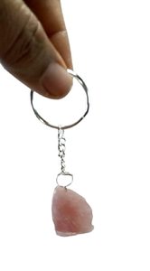 พวงกุญแจคริสตัลคุณภาพสูงพวงกุญแจหินควอตซ์แบบดิบลายกุหลาบธรรมชาติ Chine พวงกุญแจรักษาของขวัญสำหรับผู้หญิงขายส่ง - Product Image 4