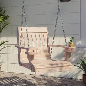 <b>Heavy</b> <b>duty</b> outdoor wooden swing with smooth finished secure hangers and classic bench style for timeless porch decor - Product Image 1