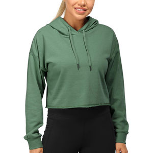 2024 gros coton dames à manches longues Design de mode haut court respirant femmes recadrée sweat à capuche personnalisé femmes OEM entretenu - Product Image 1