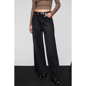 GRIMELANGE PIEDRA Jean en denim sans couture à jambes larges 100% coton pour femme - Product Image 4