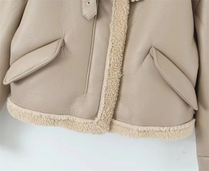 เสื้อแจ็คเก็ตหนังกลับหนาสำหรับผู้หญิงฤดูหนาว  พร้อมขนเฟอร์  แบบชิ้นเดียว ปกใหญ่  เสื้อโค้ทหนังผู้หญิงหลายแบบ - Product Image 2