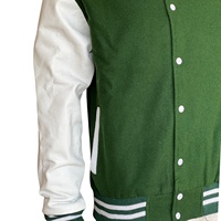 Jaket Varsity Wol Hijau Putih dengan Pola Kamuflase dan Lengan Kulit untuk Olahraga dan Pakaian Kasual dengan Harga Grosir