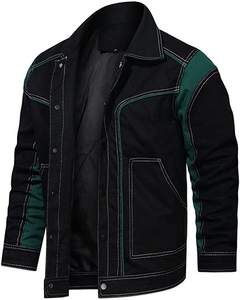 แจ็กเก็ตผ้าใบผ้าฝ้ายทรงหลวมของผู้ชายรุ่นบล็อกสีขนาดใหญ่สำหรับฤดูใบไม้ผลิ - Product Image 3