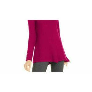 Maglione Casual da Donna Alfani Rosa a Costine con Dettagli a Bottoni, Traspirante, Sottile, con Fiocco Applicato, per Autunno Inverno, Taglia Media - Product Image 2