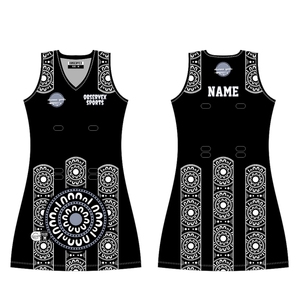 ชุดกีฬาเน็ตบอลสำหรับผู้หญิงชุดบอดี้สูทพิมพ์ลายซับลิเมชันขนาดใหญ่พิเศษโลโก้ดีไซน์ดั้งเดิม - Product Image 1