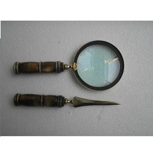 Lupa con mango de cuerno de búfalo de vaca personalizada con estilo, equipo de aumento compatible con OEM ecológico, artesanías naturales - Product Image 3