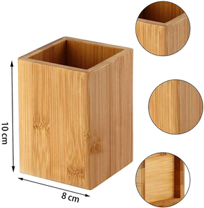 Porte-stylos en bois de bambou carré pour bureau, porte-crayons, organisateur de bureau, support, conteneur - Product Image 4