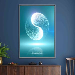 Lienzo Impreso: Elegante Arte de Círculo Zen Azul para Decoración de Oficina, Lienzo con Marco Blanco - Product Image 1