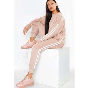 Conjunto de chándales deportivos a rayas laterales para mujer, sudaderas personalizadas, ropa de calle, Sudadera con capucha - Product Image 1