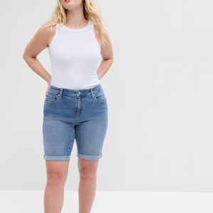 Shorts de Mezclilla Rectos de Cintura Media para Mujer, Ropa de Calle de Verano, Ajuste Entallado, Transpirable, Secado Rápido, 100% Algodón, Alta Calidad, Hecho en Pakistán - Product Image 4