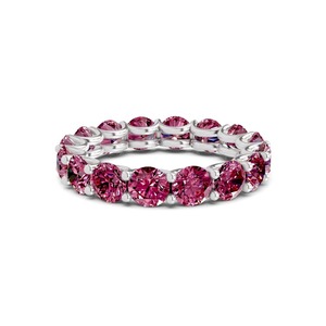 Bague Éternité Ronde Violette Éclatante avec Diamant de Laboratoire 1,00 Carat (Total 2 Carats) en Or Massif 14K, Couleur Violette, Pureté VS, Teinte Fantaisie Profonde et Régale - Product Image 1