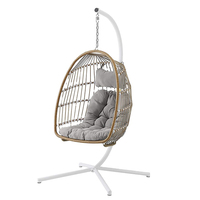 Chaise balançoire œuf pliable intérieur/extérieur design moderne en rotin chaise de jardin suspendue de loisirs en gros pour parc et école
