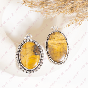 Pendentif ovale en œil de tigre, best-seller, cristaux de guérison de qualité supérieure pour la méditation, bijoux pour occasions spéciales, prix de gros. - Product Image 3