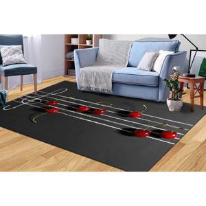 Tapis imprimé cerises et notes de musique, tapis de cuisine moderne, tapis à poils doux - Product Image 2