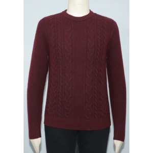 Pull en maille à col rond à manches longues pour homme personnalisé, anti-froissement, coton biologique, motif jacquard, design torsadé, motif uni, tricoté - Product Image 2