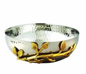 Meilleur prix bol en acier inoxydable et métal avec poignée en laiton design moderne taille personnalisée forme ronde feuille conception bol de fruits - Product Image 6