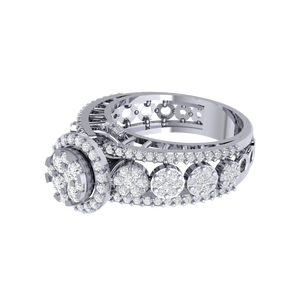 Anillo solitario de Plata de Ley 925 VVS Moissainte para mujer, patrón geométrico de racimo, joyería fina de lujo, Diamante de corte brillante - Product Image 1