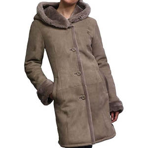 Manteau en cuir suédé d'hiver à capuche pour femmes, élégant et long, pour un usage quotidien, les voyages et les tenues de mode urbaine - Product Image 5